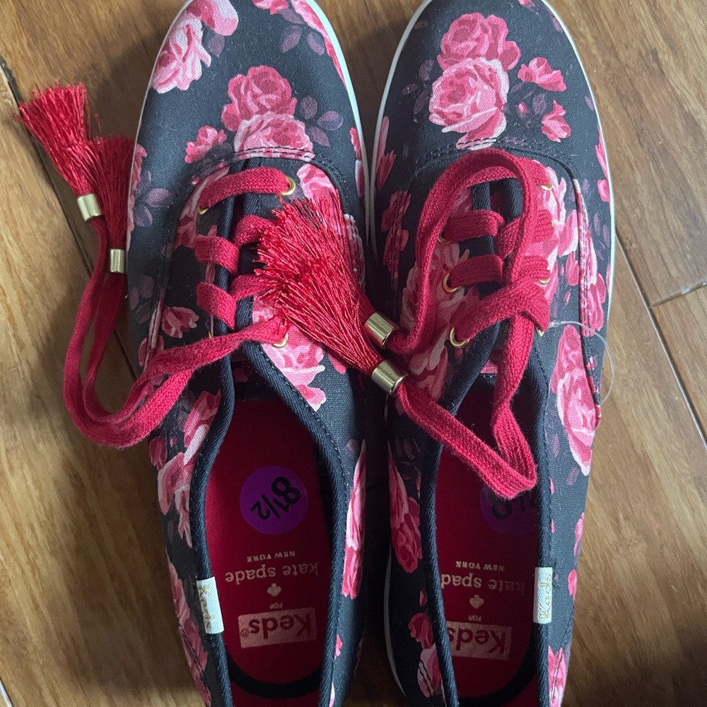 Kate Spade Black and Red Canvas Sneakers